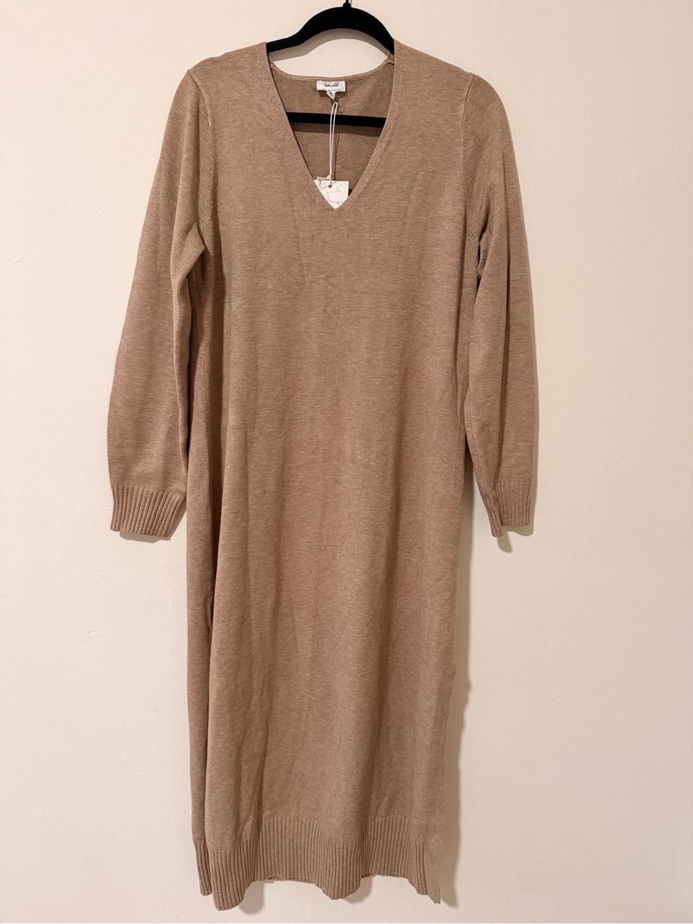 Splendid Taupe V-Neck Knit Dress